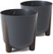 TULMERO Blumentopf matt, Pflanzkübel aus Übertopf Kunststoff Dekorativer Topf für, groß und klein Pflanzen, 2er-Set blumenkübel, blumenkübel kräutertopf, (2 Pack) Anthrazit, ø 34 cm