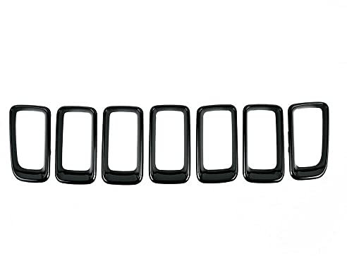 Riloer Listelli per griglia di sfiato per griglia anteriore, colore nero, codice articolo 68109865AA, compatibili con Jeep Compass 2011-2016, 7 pezzi