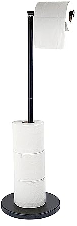 Toilettenpapierhalter Stehend, Edelstahl Klopapierhalter, Klopapier Toilettenpapier Aufbewahrung, Freistehend Klorollenhalter, WC Papier Halterung Ersatzrollenhalter für Badezimmer (Schwarz)