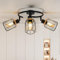Lightoons Spot Light Fitting for Ceiling - Black Industrial Ceiling Light - 3 Way Round E14 Base Adjustable Ceiling Spot Light Bar for Kitchen Bedroom Hallway Living Room Shop (Bulbs not Included)