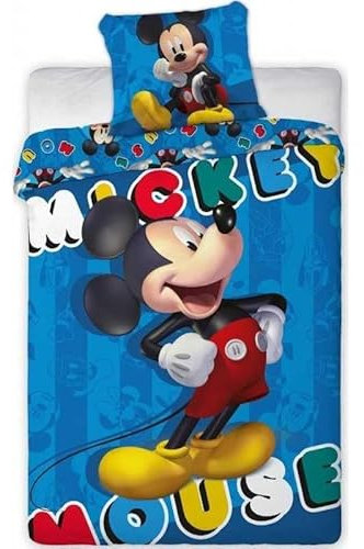 Disney Mickey Mouse Duvet Cover Set - 1 Duvet Cover 140 x 200 cm + 1 Pillowcase 63 x 63 cm (Mickey Bed Linen - A)