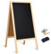 GiantexUK A Frame Magnetic Chalkboard, 98x50cm Double Sided Blackboard with Eraser & Colored Chalks, Outdoor Wooden Sandwich Pavement Advertising Board Signs for Party Wedding Cafe Shop (Natural)