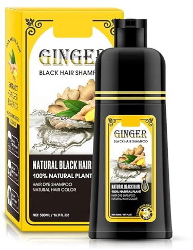 Permanent Black Hair Shampoo, 420ml Organic Natural Fast Hair Dye Plant Essence, Ginger Black HairShampoo, Hair DarkeningShampoo,Instanty Hair Darking Shampoo For Grey Hair