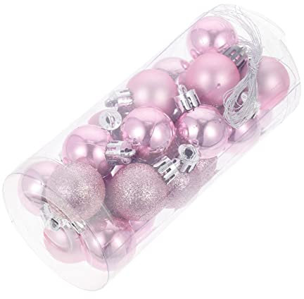 Ciieeo 24stücke Teiliges Pinkes Weihnachtskugeln Aus Kunststoff Christbaumkugeln Hängende Deko Kugeln Für Weihnachtsbaum Hochzeit Party Festliche Dekoration