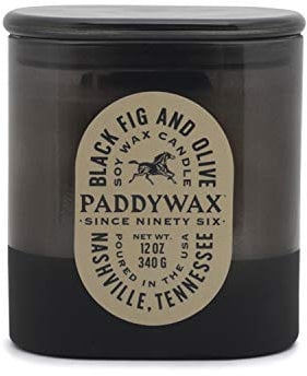 Paddywax Scented Candles Vista Collection Duftkerze im Vintage-Stil, aus Milchglas, 340 g, schwarze Feige und Olivgrün