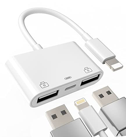 Lightning male to USB Female for iPhone OTG Adapter (3in1)Charger Camera Card Reader Dongle Cable for Apple Ipad Air 14 13 12 11 Pro Max Mini 8 7 Memory Stick Flash Drive Cord Mouse Keyboard Converter