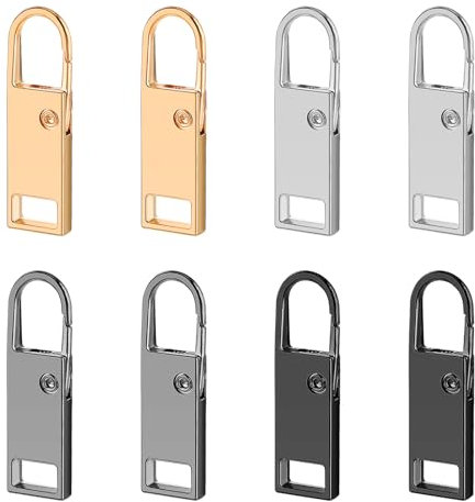 8 Stück Universal Metall Reißverschluss Anhänger,Mabor Reißverschluss Zipper Set Für Reissverschluss Reparatur Set Ersatzteile Abnehmbares Metall Zipper Pull Züge für Rucksäcke Hosen Schuhe Kleidung