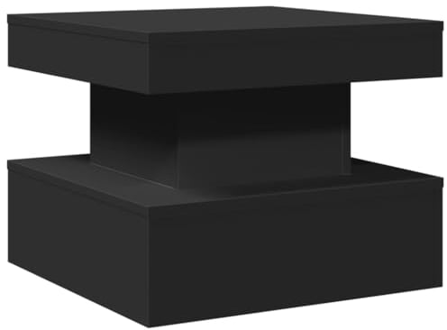 vidaXL Table Basse avec Lumières LED, Table d'Appoint, Bout de Canapé, Meuble de Salon Salle de Séjour, Moderne, Noir Bois d'Ingénierie