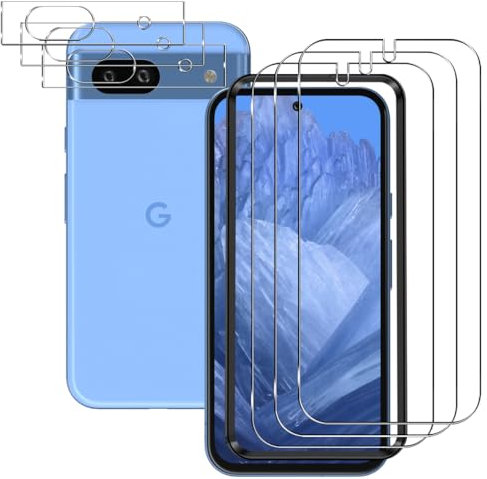 Rnnmeeko [3+3 Piezas Protector de Pantalla para Google Pixel 8a Cristal Templado, Vidrio Templado Y Google Pixel 8a Protector de Lente de Cámara, Screen Protector para Google Pixel 8a