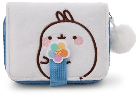 NICI Geldbeutel MOLANG mit Regenbogenblume 12x9,5cm weiß - Brieftasche Mädchen Geldbörse Münze Reißverschluss Tasche für Mädchen und Teenager Fans Geschenk