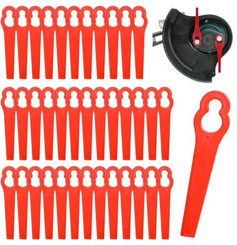 FUIPVGI 80 Pcs Lames de Rechange en Plastique, Rouge Lame Coupe Bordure Tondeuse à Gazon, Lame Plastique Coupe Bordure, Lames de Rechange pour Coupe Bordure sans Fil, pour Jardin Pelouse