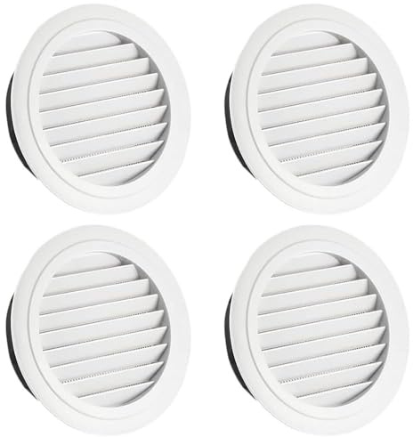 Rejilla de ventilación, rejilla de ventilación redonda de plástico, rejilla exterior para cuarto de baño, cocina, oficina, color blanco ø100 mm