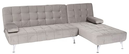 Mendler Schlafsofa HWC-K22AM, Couch Ecksofa Sofa, Liegefläche Links/rechts Schlaffunktion 236cm - Samt grau