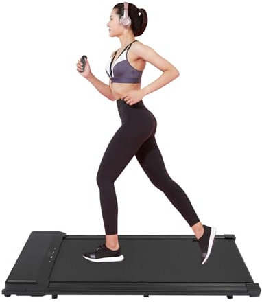 Laufband Walking Pad, Kleines Laufband für Zuhause mit LED Display und Fernbedienung, 0.75HP Untertisch-Laufband Max Tragfähigkeit 110kg Heim Fitnessgerät, Schwarz