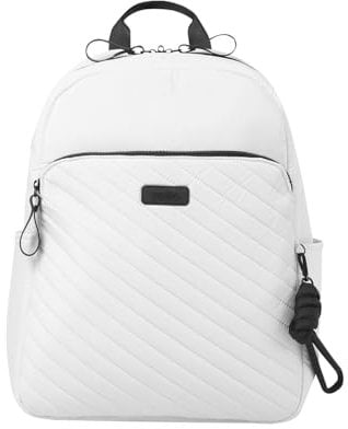 TOTTO - Mochila para Ordenador Portátil de 15,4 Pulgadas, Modelo Arlyn M, 1 Compartimento, Bolsillo con Organizador, Bolsillos Botella, Espaldar Acolchado, Correa para Maleta, Color White Sand