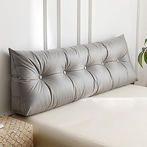 LLMMOOP Bettkeilkissen für Kopfteil Queen, abwischbares Dreieckskissen zum Ausruhen und Lesen, Geschenke für Mama (Grey,California King(71/180cm))