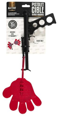 MISTER GADGET, MG3547, matamoscas Pistola, Rojo y Negro, eficaz y Divertido para Eliminar Insectos, Ideal para el hogar y el jardín, Mango Antideslizante