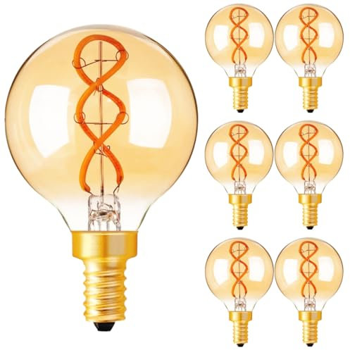 Genixgreen Dimmbar E14 LED Bulb 3W Vintage Glühbirne Ersetzt 30Watt G16.5 Glühlampen Antique Spiral LED Filament Light Bulb,200K Warimweß Retro Edison Led Birnen 2200K, 6er Pack