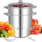 Spremiagrumi per frutta e verdura in acciaio inossidabile, spremiagrumi per frutta e verdura, 11 litri, con tubo flessibile, morsetto, coperchio, manico ad anello per preparare succhi, salse