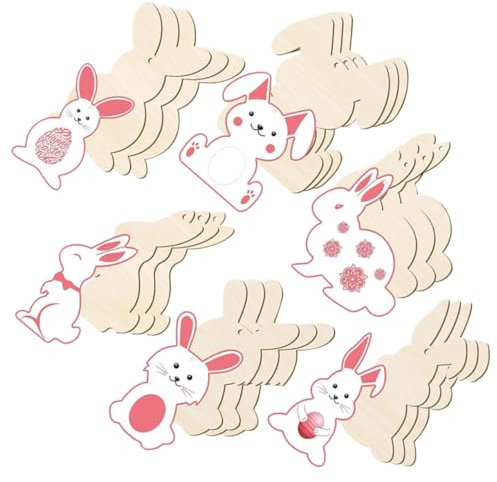 HOLIDYOYO 24stücke Unvollendete Holz Ausschnitte Hängen Ornament Hasen Handwerk Entzückende Unlackierte Holz Chips