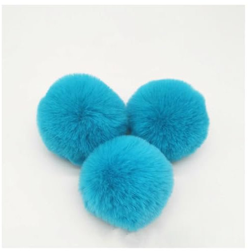 BrightGlow Kunstfell Pompon 8cm Weiche Pompons zum Basteln Groß Pom Pom Bälle Fellbommel Kunstfell-Pom-Poms DIY Pom Pom Bälle Kaninchenfell Bommel für Mützen Beanies Tasche Seeblau 10 Stück