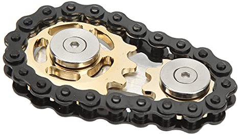 Fahrradkettengetriebe Fidget, Kettenräder Fahrradkettenspielzeug Abnehmbare Fingerspitzenketten Kettenräder Spielzeug Stressabbau Sensorische Fingerspitzen aus Edelstahl (Gold)