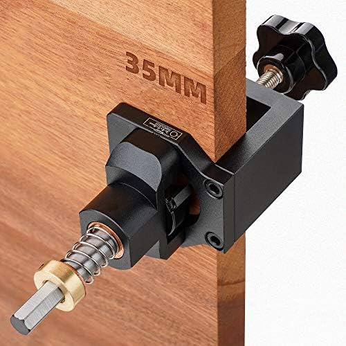 HUAHAIZY Aluminum Alloy 35mm Hinge Jig with Clamp Forsnter Drill Bit Drilling Guide Hole Punch Locator Kit Woodworking Cabinet Door Installation Hole Locator