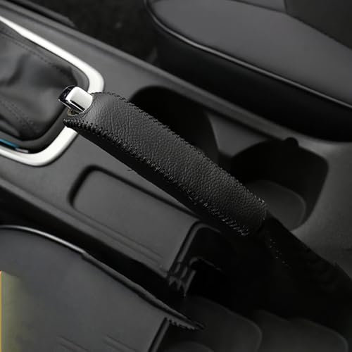SPYKEY Auto Handbremse Abdeckung Für VW 6N 6N2 9N 9N3 Lupo UP Polo,Leder Schaltknauf Abdeckung Auto-handbremse-abdeckungen Anti Slip Auto Zubehör,Black