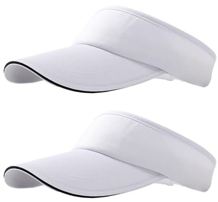 NHTJTHE 2pcs Visor Cap, Atmungsaktiv und Schweißabsorbierend Sommerkappe Kappe mit Sonnenvisier, Outdoor Visor Cap, für Golf, Radfahren, Angeln, Tennis, Laufen,Unisex (weiß)