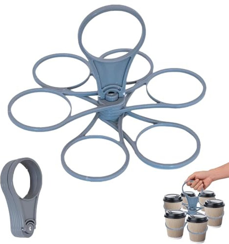 Drinks Carrier, Super Carry 6-Cup Beverage Carrier, Water Bottle Carrier, Portable Drink Holder Tray with Handle, Holiday Plastic Drink Carriers for Coffee, Cups & Beverages for Party Coffee Picnic Ca