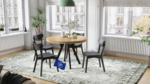 Design Esstisch rund Vito Schwarz matt ausziehbar 110 cm bis 310 cm runder Esszimmertisch Küchentisch Funktionstisch oval Kitchen Table Esszimmer Dining Table Ausziehtisch