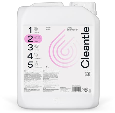 Cleantle Daily Shampoo 5l Konzentriertes Autoshampoo pH neutral Biologisch Abbaubar Sicher für Wachse und Versiegelungen Hohe Gleitfähigkeit Profi Autowäsche Fahrzeugpflege Fruit Scent