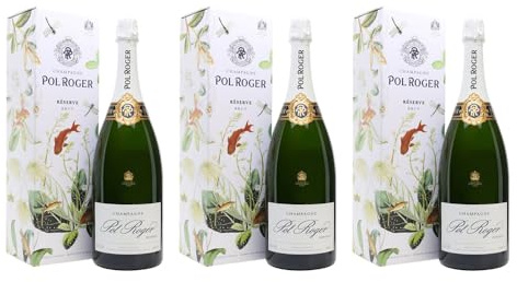 Pol Roger Champagne | Brut Réserve | 12.5% ABV | Magnum Bottle | 3 x 150cl | In Gift Box | French Sparkling Wine | Chardonnay, Pinot Noir, Pinot Meunier | Non-Vintage | Luxury Celebration Drink