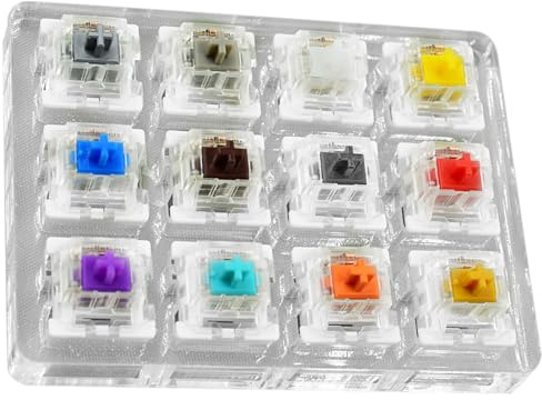 Testino di switch strumento di test di tastiera - Strumento campionatore di tastiera meccanica con base trasparente | Include interruttori di stelo silenzioso in argento in argento verde viola nero ma