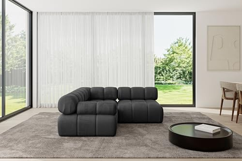 ALTDECOR Modulares Sofa Ecksofa in L-Form Corner modular Sofa Eckcouch Couch Wohnlandschaft Cauchsofa Polstersofa Mende-L1-190x190x70 cm Schwarz