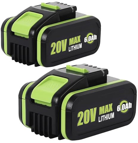 2-Pack 20V 6.0Ah Lithium-Ion Replacement Battery for Worx WA3551, WA3553, WA3641, WG629E, WG546E – Compatible with Worx 20V Cordless Power Tools (WA3551.1, WA3553.2, WU268, WX166.4)