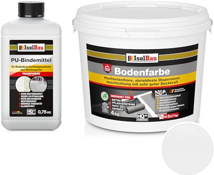 Isolbau - 2K PU-Bodenbeschichtung für Innen- und Außenböden - Bodenfarbe Weiss mit PU-Bindemittel für Garagen, Werkstätten, Kellern - Garagenboden-Beschichtung - Betonfarbe 4kg