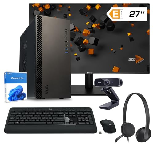 dcl24 Office Set Rechner i5 14400, UHD Grafik 730-1000GB SSD, 16GB DDR5, schneller Computer mit 10x4.7 GHz, WLAN, Windows 11 Pro Home PC für Büro und Homeoffice [20631]