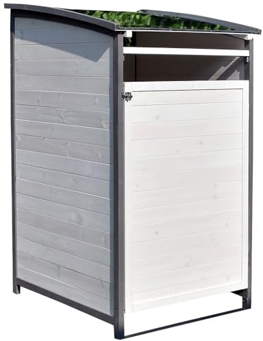 Mucola Mülltonnenbox Mülltonnenverkleidung 240 L Holz 73x85x127 cm Grau | Einzelbox vorimprägniert wetterfest, Deckel bleibt offen stehen, belüftet gegen Gerüche, vorgebohrte Teile, Aufbau in 30 Min