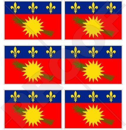 GUADELOUPE Flagge (Rot) Frankreich Gwadloup, Gwada Kleine Antillen 40mm Mobile, Handy Vinyl Mini Aufkleber, Abziehbilder x6 Stickers