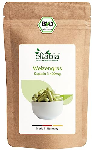 Bio Weizengras Kapseln 200 Stück | Hochdosiert 1200mg Tagesdosis | Weizengraspulver aus deutschem Anbau | 100% rein ohne Zusätze (DE-ÖKO-007) | Vegan und ideal für unterwegs