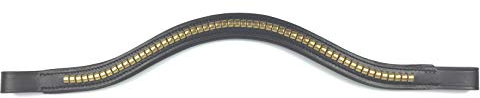 GS - Reitsport Stirnriemen Stirnband für Trensen mit goldfarbenen Clincer geschwungen sehr edel (37 cm)
