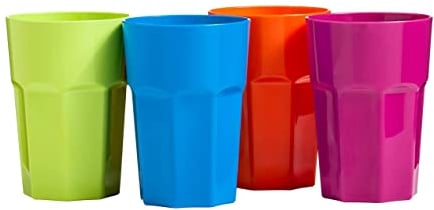 Premier Housewares Plastic Cups / Plastic Tumblers / Plastic Cups Reusable / Kids Plastic Cups / Multicolours / Set of 4 - 440ml