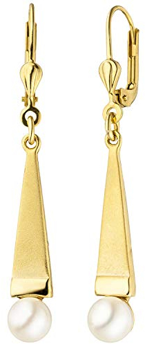 Jobo Damen-Ohrringe hängend aus 9 Karat 375 Gold mit Akoya-Perlen