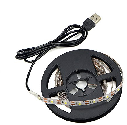 Renohef USB llevó luces de tira,3528 5 metros 300 Leds blanco frío tiras LED con cable USB,TV Sobremesa para computadora portátil de escritorio,Iluminación del hogar,Luces de fiesta-No impermeable