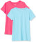 Amazon Essentials Camiseta Elástica de Secado Rápido, Manga Corta y Cuello Redondo (Hay Tallas Grandes) Mujer, Pack de 2, Azul/Rosa Fluorescente, XXL