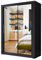 A.C. Milan Modern Double Mirror sliding door wardrobe with LED Light Width 100cm/120cm/150cm/180cm/203cm/250cm (100, Black)
