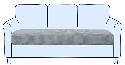 subrtex Sofa Sitzkissenbezug Stretch Sitzkissenschutz Elastischer Kissenbezüge Husse Überzug Bezug für Sofa Sitzkissen (3 Sitzer, Hellgrau)