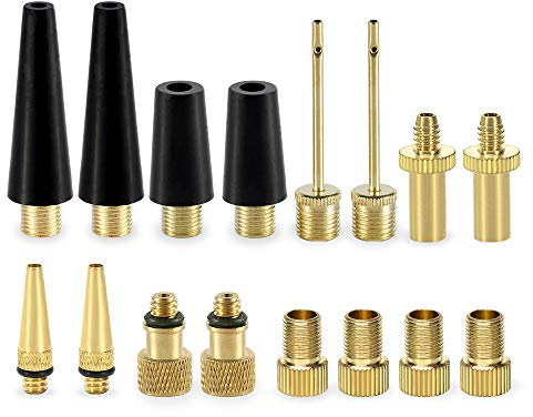 Bicycle Presta Schrader Valve Adaptor, 16PCS YASI Brass Bike Pump Adapters, Ball Pump Needle, Balloon Inflatable Toys Nozzle Inflator Adapter, Air Pump Accessories for Standard Pump or Air Compressor1