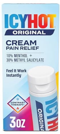 Icy Hot Original Pain Relief Cream, Fast-Acting Pain Relief with Menthol 10% and Methyl Salicylate 30%, Ice and Heat Contrast Therapy for Backaches, Joints, Muscle Strains and Arthritis, 3 oz